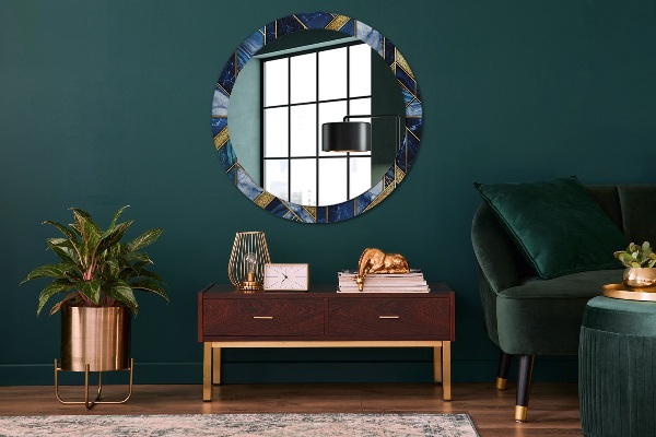 Round printed mirror Modern marble