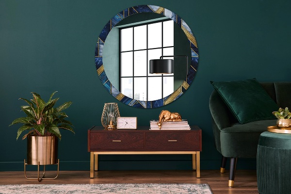 Round printed mirror Modern marble