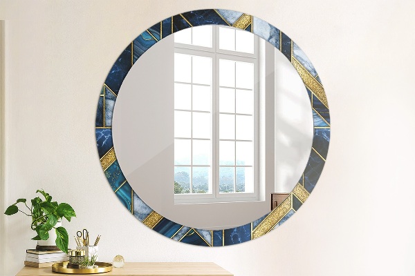 Round printed mirror Modern marble