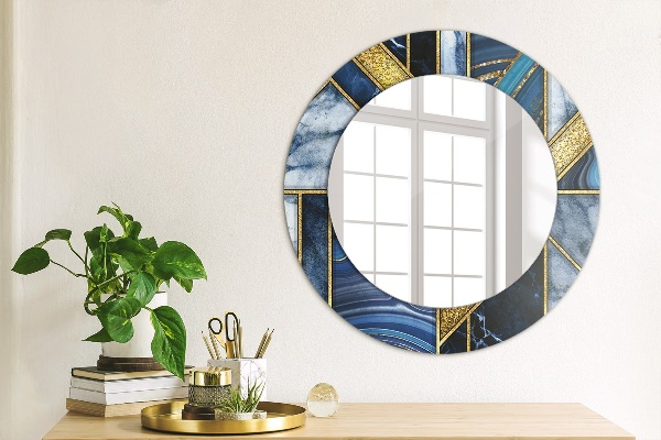 Round printed mirror Modern marble