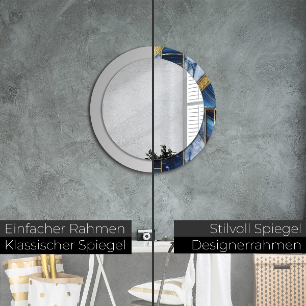 Round printed mirror Modern marble