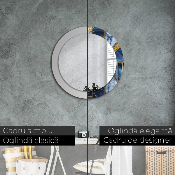 Round printed mirror Modern marble