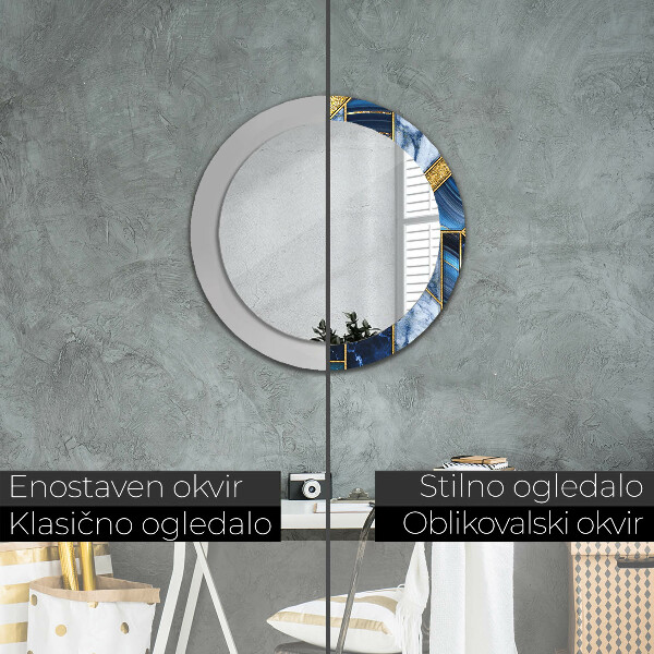 Round printed mirror Modern marble