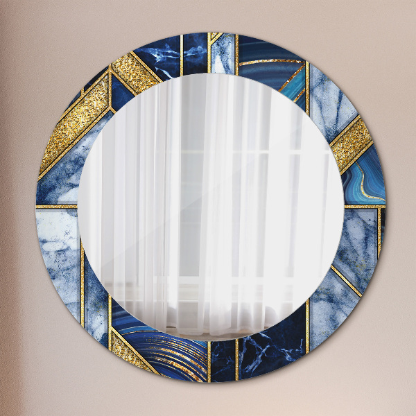 Round printed mirror Modern marble