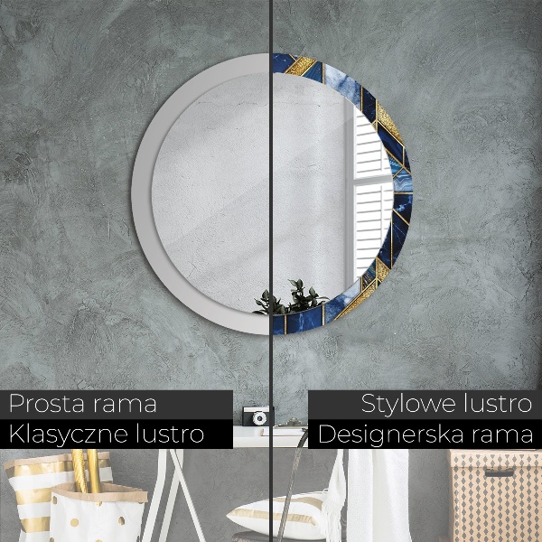 Round printed mirror Modern marble