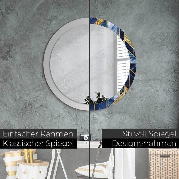 Round printed mirror Modern marble