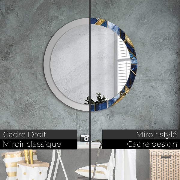 Round printed mirror Modern marble