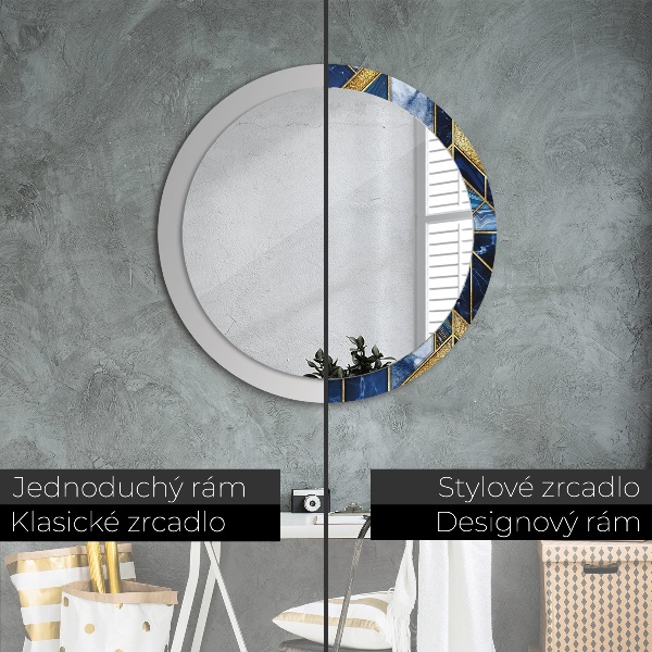 Round printed mirror Modern marble