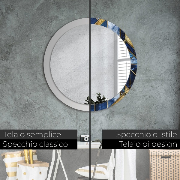 Round printed mirror Modern marble