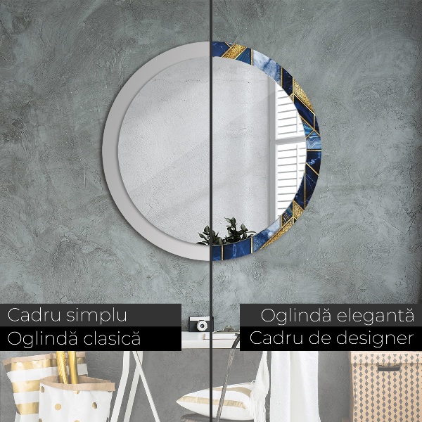 Round printed mirror Modern marble