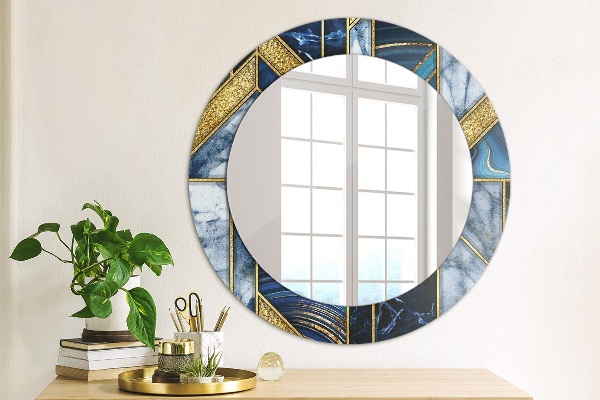 Round printed mirror Modern marble