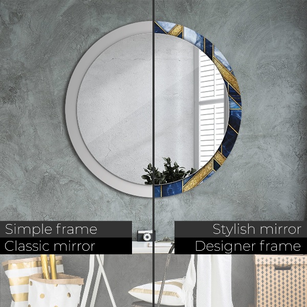 Round printed mirror Modern marble
