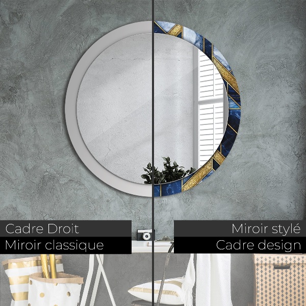 Round printed mirror Modern marble