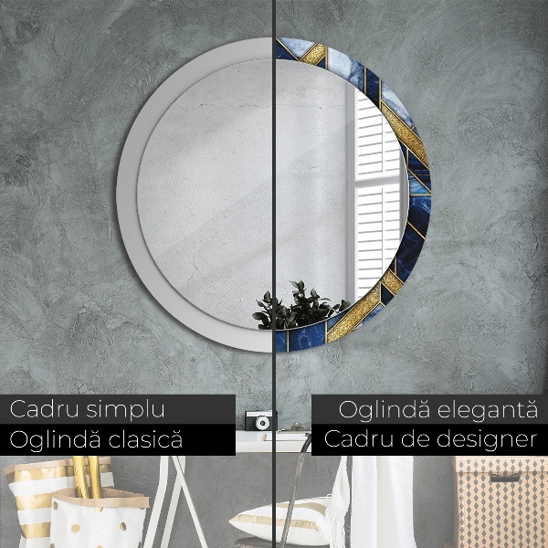 Round printed mirror Modern marble