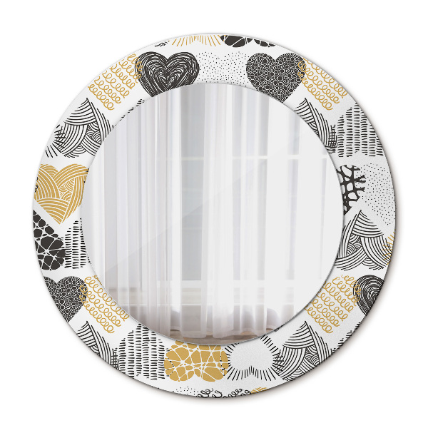 Round mirror frame with print Hearts doodle