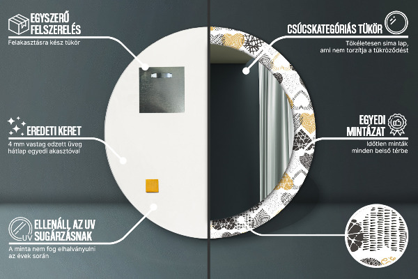 Round mirror frame with print Hearts doodle