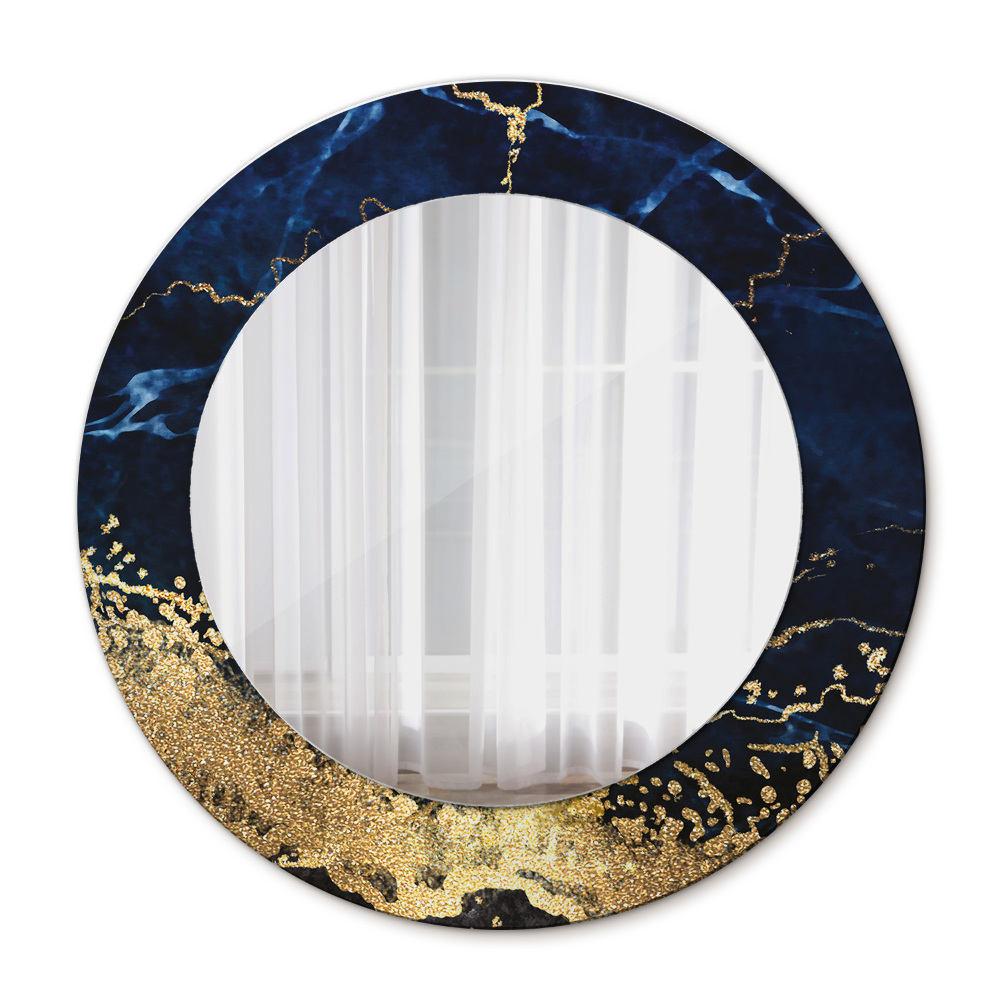 Round mirror frame with print Blue marble