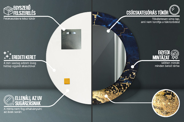 Round mirror frame with print Blue marble