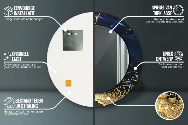 Round mirror frame with print Blue marble