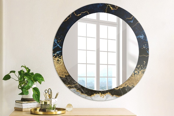 Round mirror frame with print Blue marble