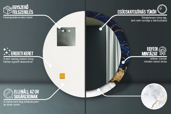 Round mirror frame with print Blue marble