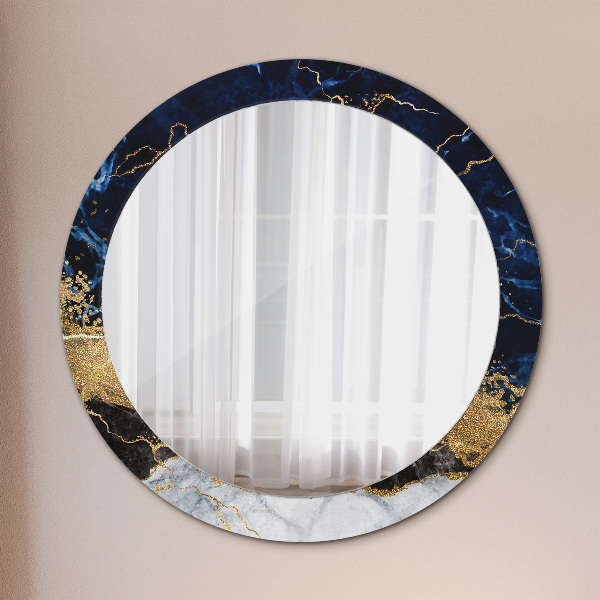 Round mirror frame with print Blue marble