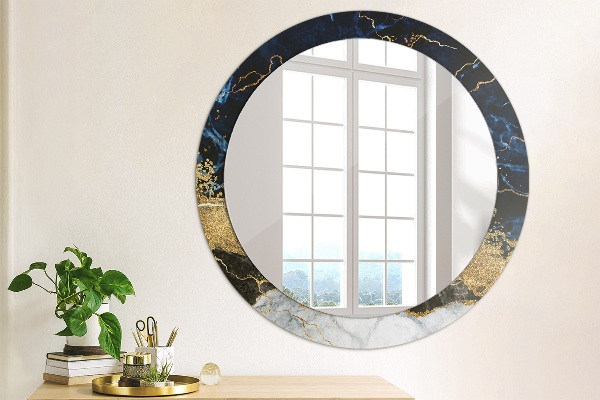 Round mirror frame with print Blue marble