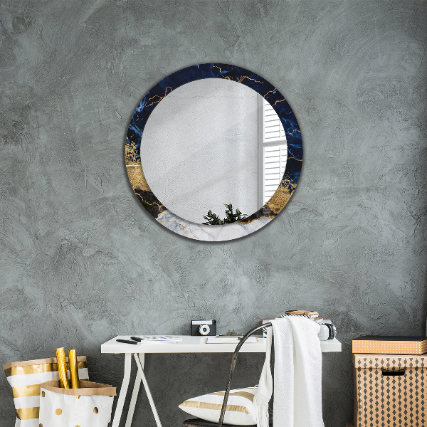 Round mirror frame with print Blue marble