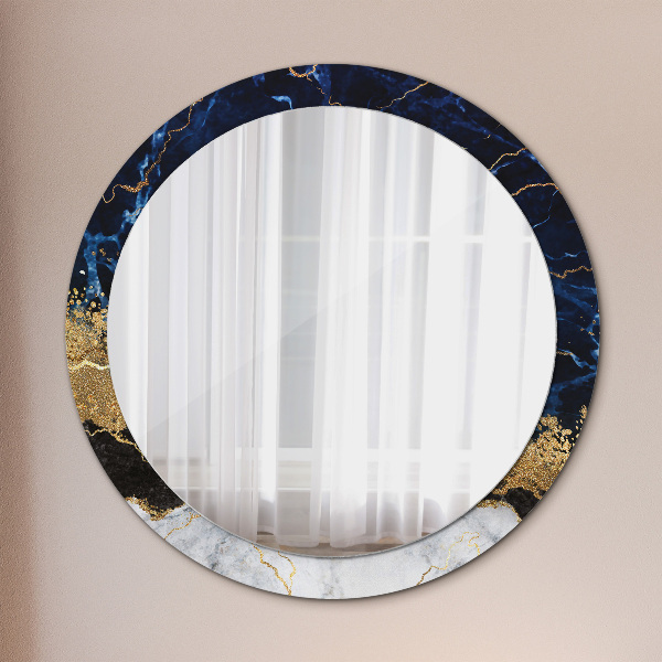 Round mirror frame with print Blue marble
