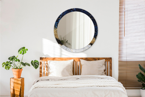 Round mirror frame with print Blue marble