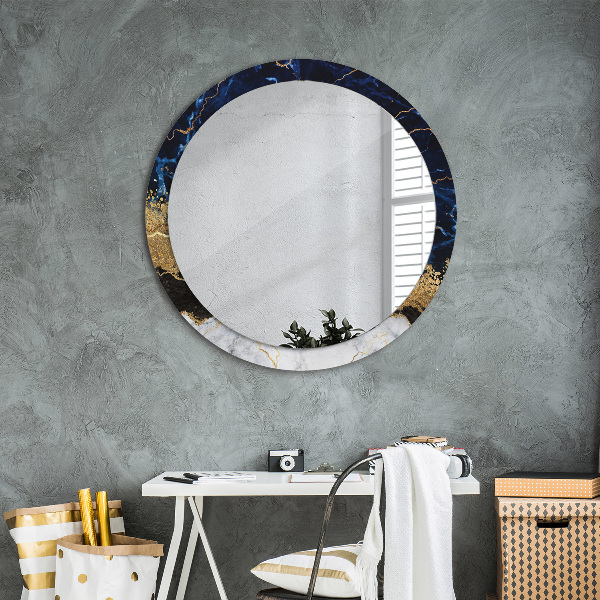 Round mirror frame with print Blue marble