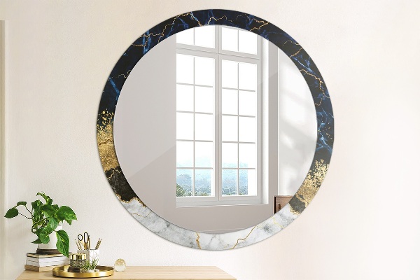 Round mirror frame with print Blue marble