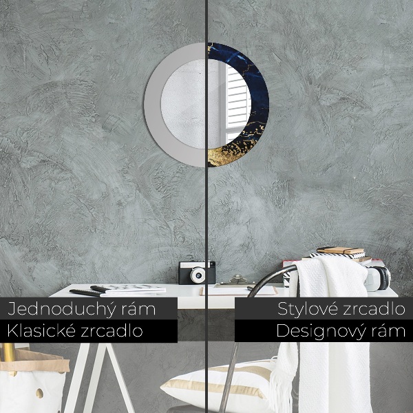 Round mirror frame with print Blue marble