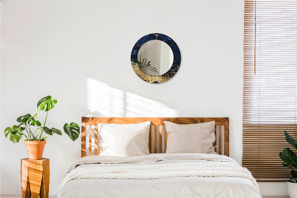 Round mirror frame with print Blue marble