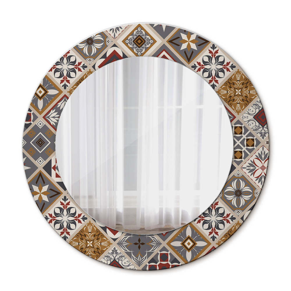 Round printed mirror Turkish pattern