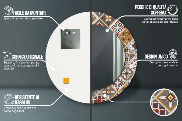 Round printed mirror Turkish pattern