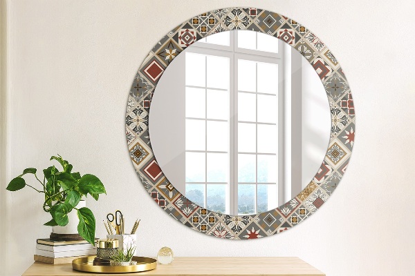 Round printed mirror Turkish pattern