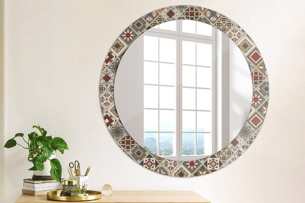 Round printed mirror Turkish pattern