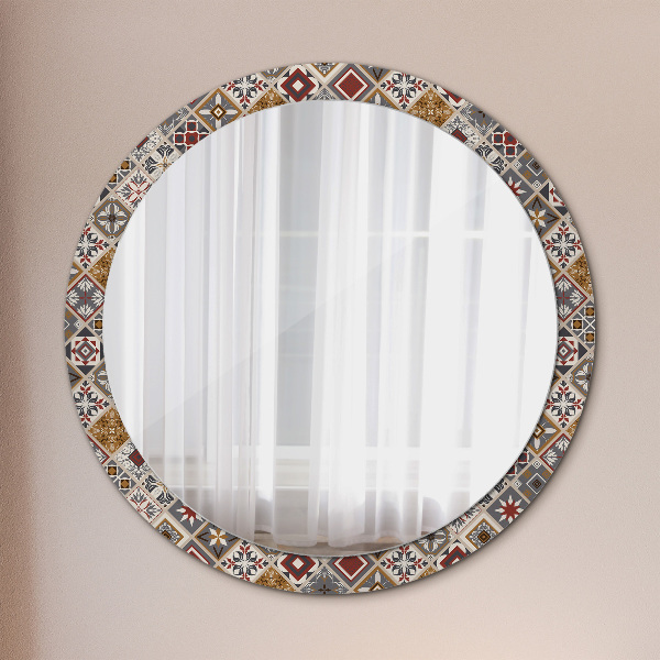 Round printed mirror Turkish pattern