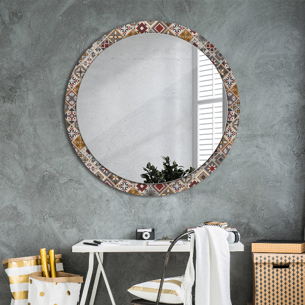 Round printed mirror Turkish pattern