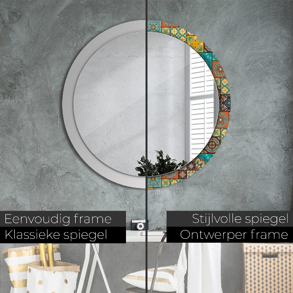 Round wall mirror decor Arabic pattern