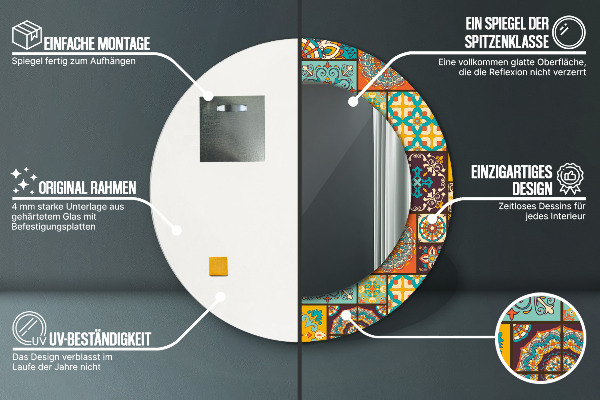 Round wall mirror decor Arabic pattern