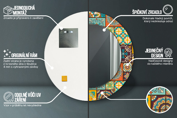 Round wall mirror decor Arabic pattern