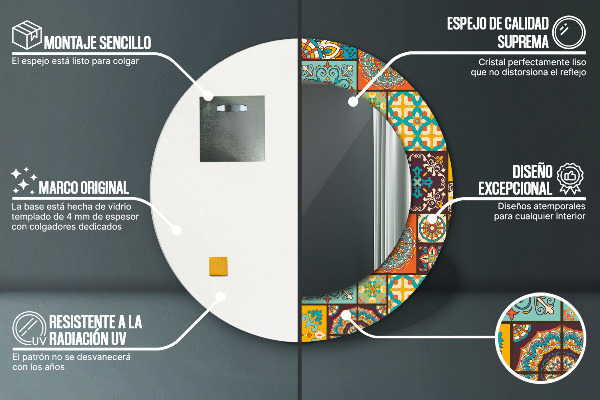 Round wall mirror decor Arabic pattern