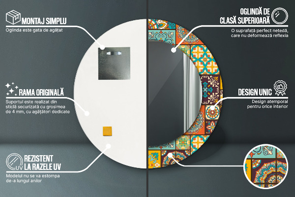 Round wall mirror decor Arabic pattern