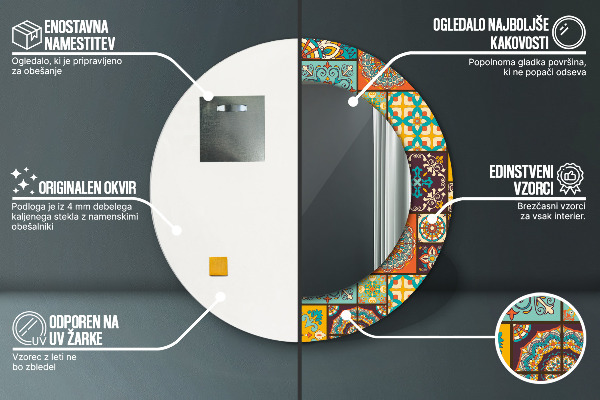 Round wall mirror decor Arabic pattern