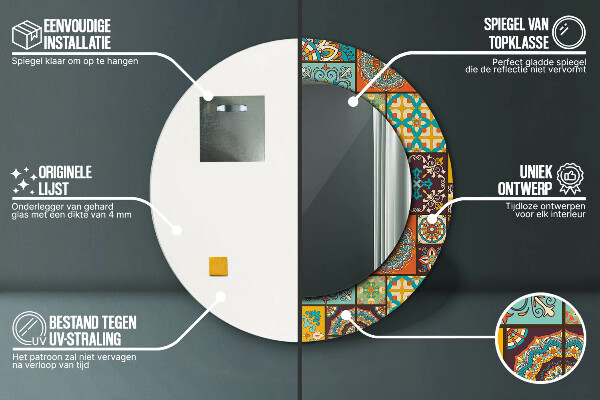 Round wall mirror decor Arabic pattern