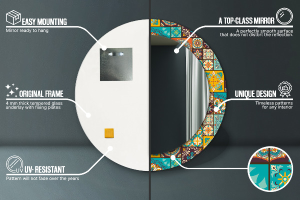 Round wall mirror decor Arabic pattern