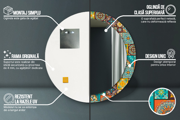 Round wall mirror decor Arabic pattern