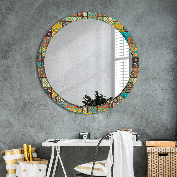 Round wall mirror decor Arabic pattern
